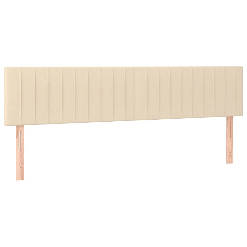 kontinentalseng med LED-lys 180x200 cm stof cremefarvet