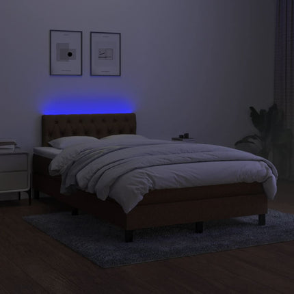 kontinentalseng med LED-lys 120x200 cm stof mørkebrun