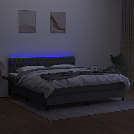 kontinentalseng med LED-lys 160x200 cm stof mørkegrå