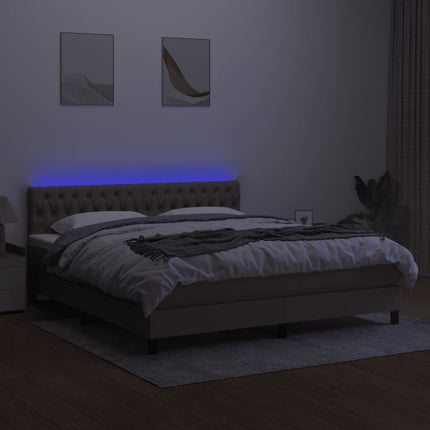 kontinentalseng med LED-lys 160x200 cm stof gråbrun