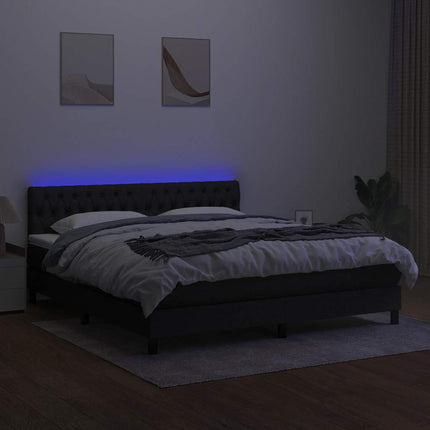 kontinentalseng med LED-lys 180x200 cm stof sort