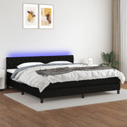 kontinentalseng med LED-lys 200x200 cm stof sort
