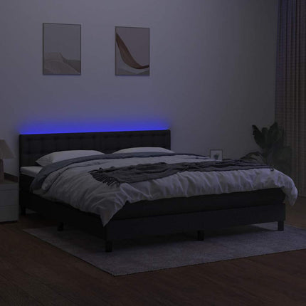 kontinentalseng med LED-lys 180x200 cm stof sort