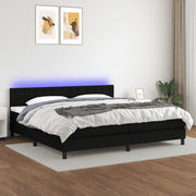 kontinentalseng med LED-lys 200x200 cm stof sort