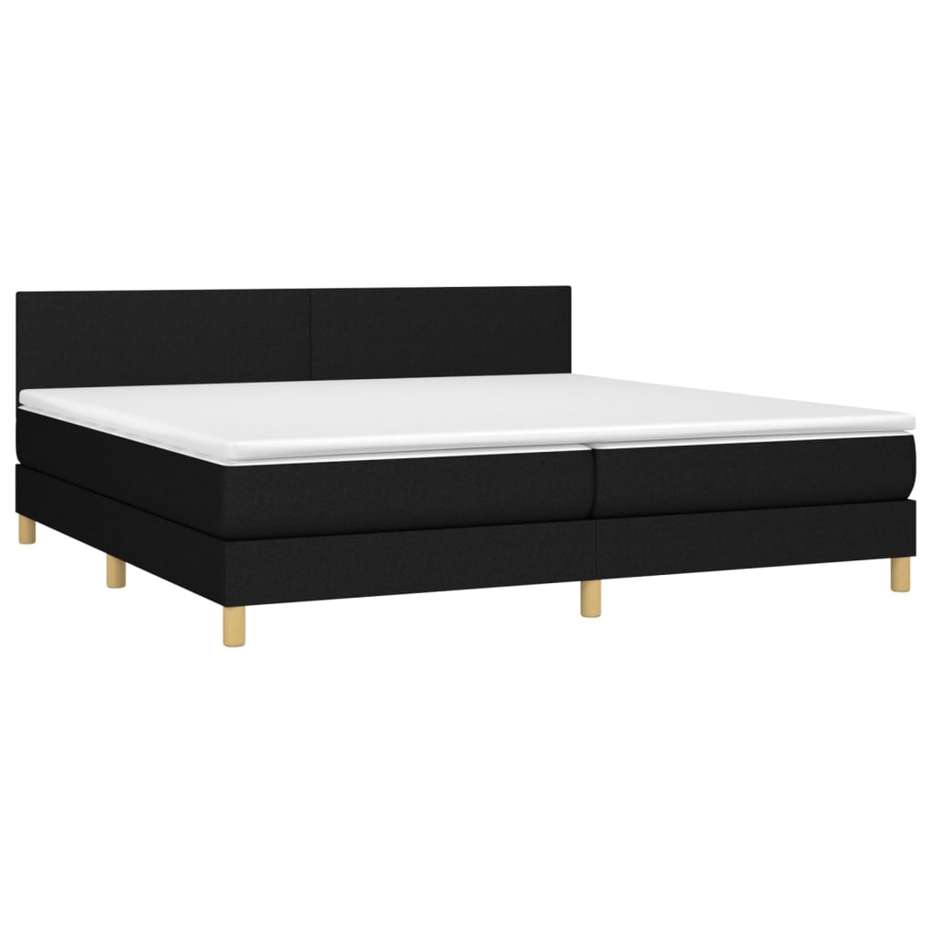 kontinentalseng med LED-lys 200x200 cm stof sort