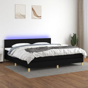 kontinentalseng med LED-lys 200x200 cm stof sort