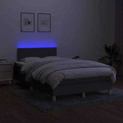 kontinentalseng med LED-lys 120x200 cm stof mørkegrå