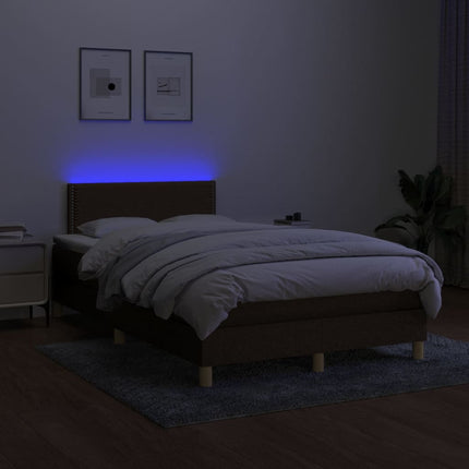 kontinentalseng med LED-lys 120x200 cm stof mørkebrun