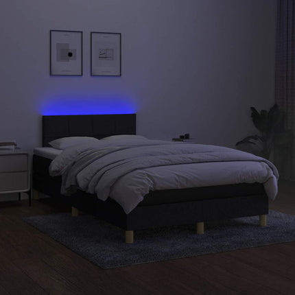 kontinentalseng med LED-lys 120x200 cm stof sort
