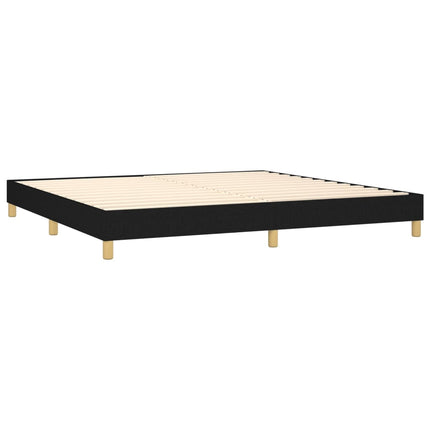 kontinentalseng med LED-lys 200x200 cm stof sort