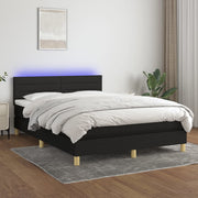 kontinentalseng med LED-lys 140x190 cm stof sort