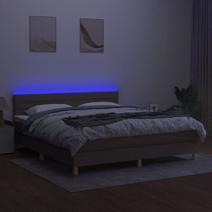 kontinentalseng med LED-lys 160x200 cm stof gråbrun