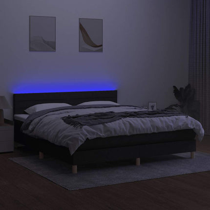 kontinentalseng med LED-lys 180x200 cm stof sort