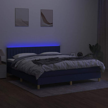 kontinentalseng med LED-lys 160x200 cm stof cremefarvet