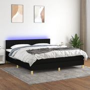 kontinentalseng med LED-lys 180x200 cm stof sort