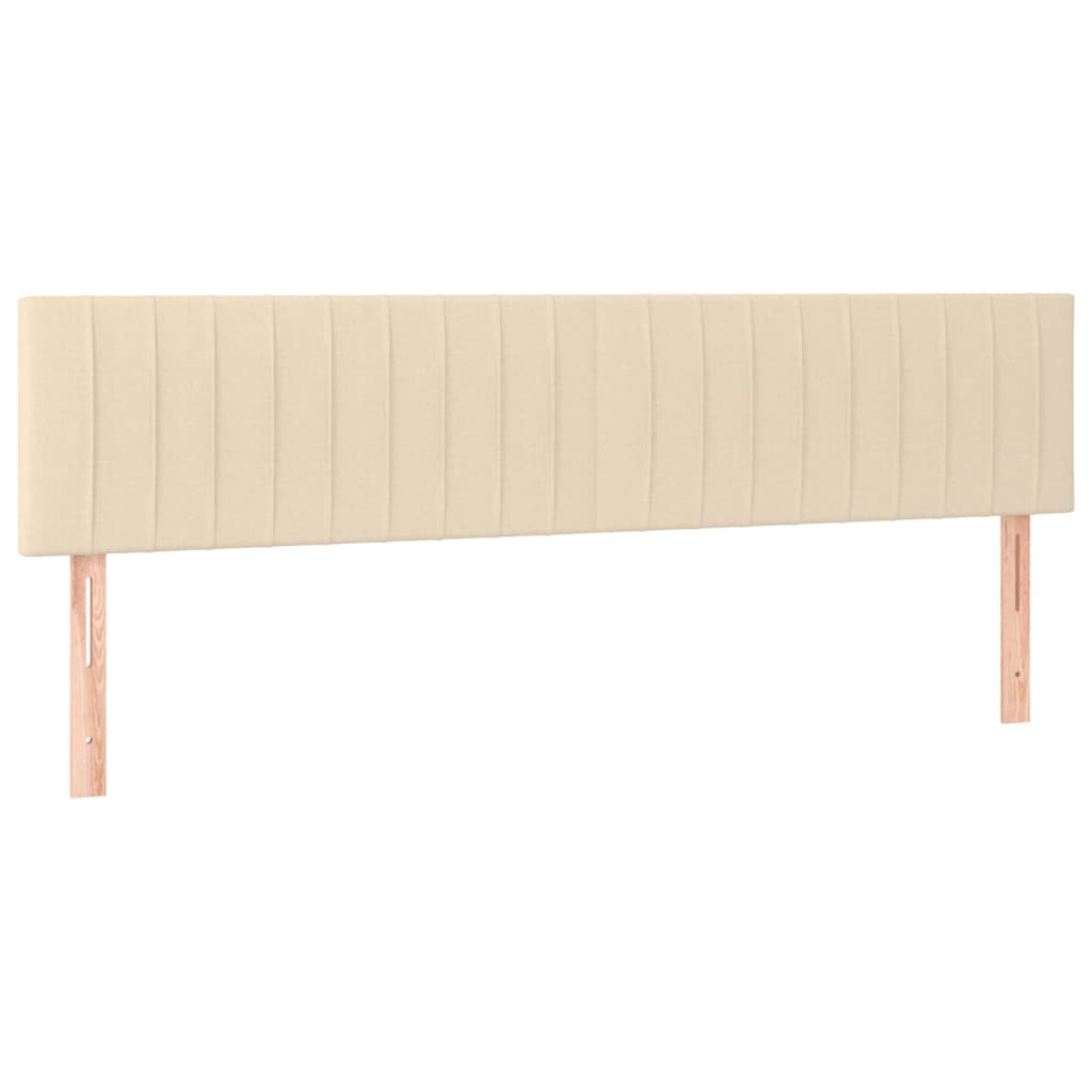 kontinentalseng med LED-lys 180x200 cm stof cremefarvet