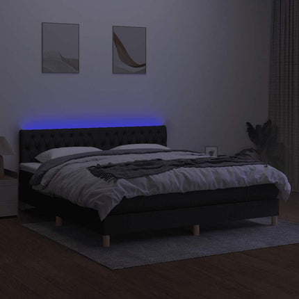 kontinentalseng med LED-lys 180x200 cm stof sort