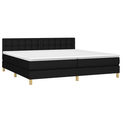 kontinentalseng med LED-lys 200x200 cm stof sort