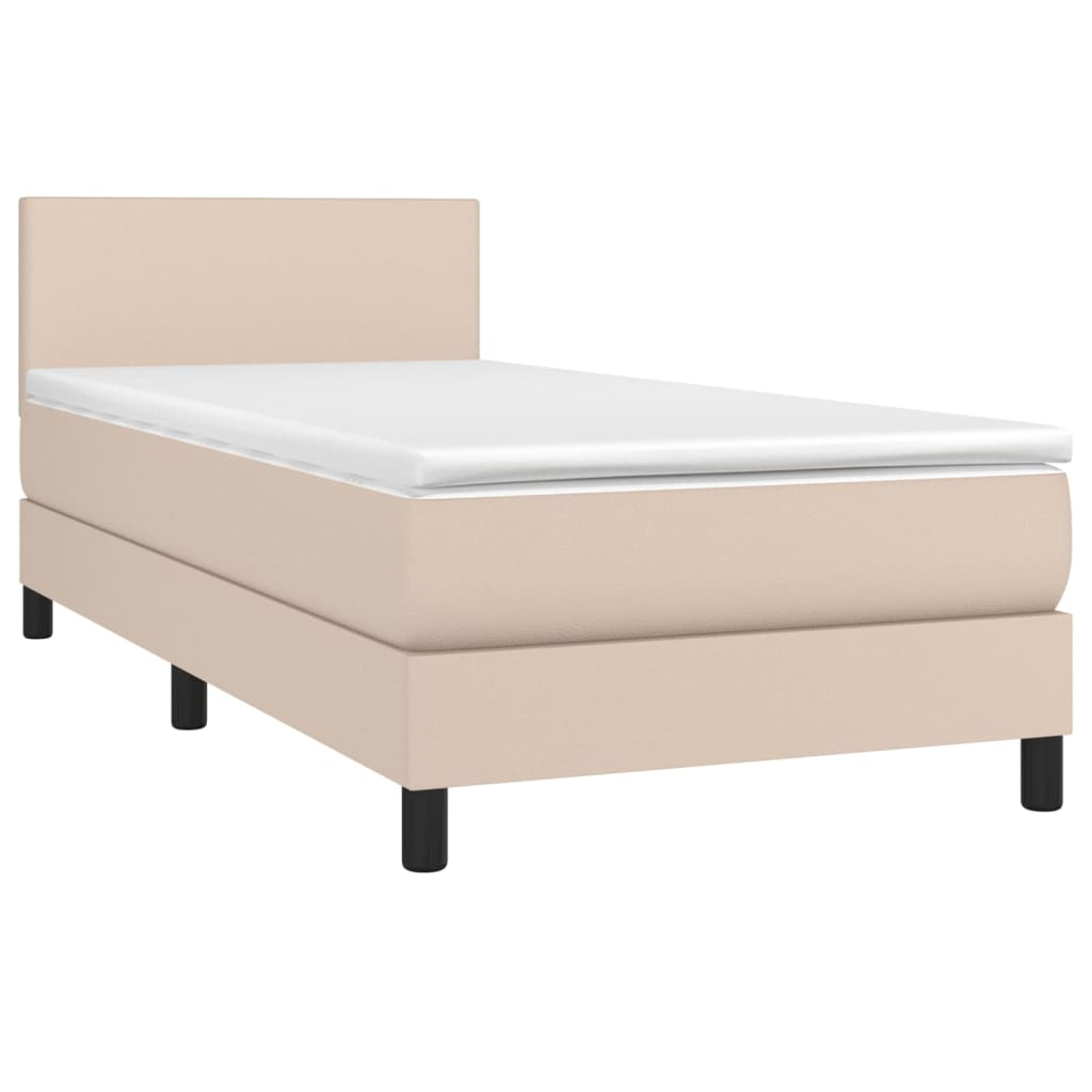 kontinentalseng med LED-lys 80x200 cm kunstlæder cappuccino