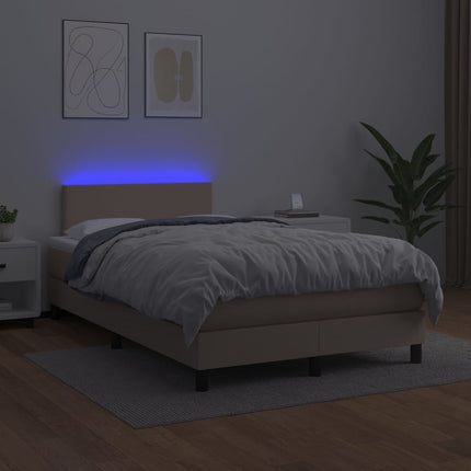 kontinentalseng med LED-lys 120x200 cm kunstlæder cappuccino