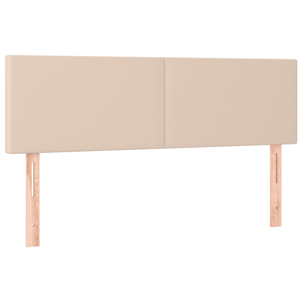 kontinentalseng LED-lys 140x190 cm kunstlæder cappuccinofarvet
