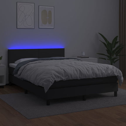 kontinentalseng med LED-lys 140x200 cm kunstlæder sort