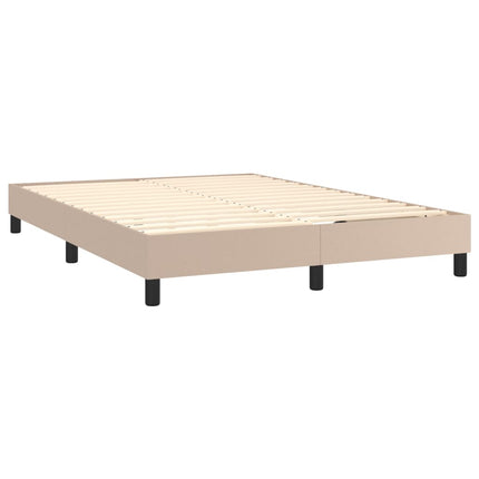 kontinentalseng LED-lys 140x200 cm kunstlæder cappuccinofarvet