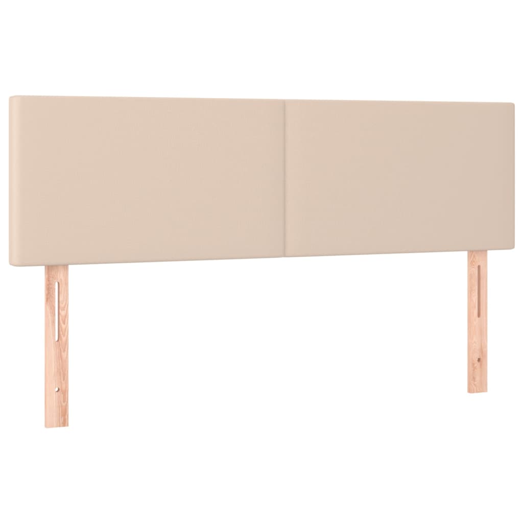 kontinentalseng LED-lys 140x200 cm kunstlæder cappuccinofarvet