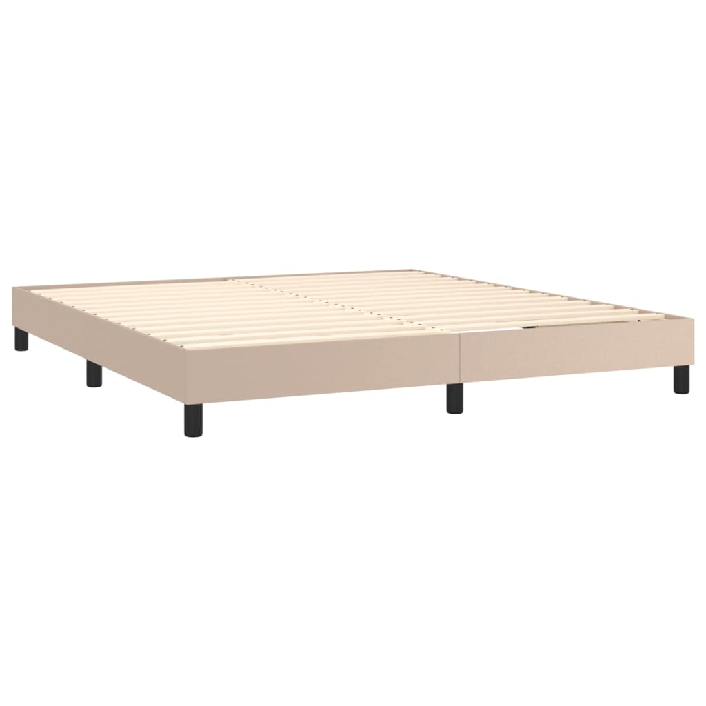 kontinentalseng LED-lys 180x200 cm kunstlæder cappuccinofarvet