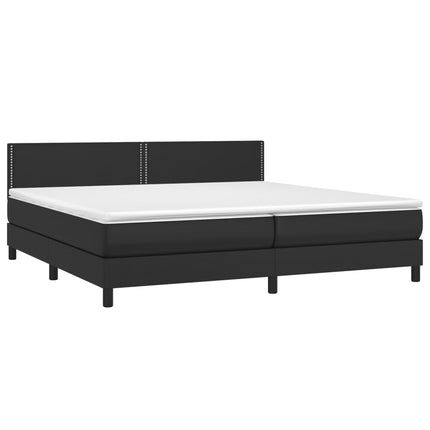 kontinentalseng med LED-lys 200x200 cm kunstlæder sort