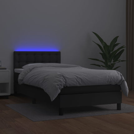 kontinentalseng med LED-lys 90x190 cm kunstlæder sort