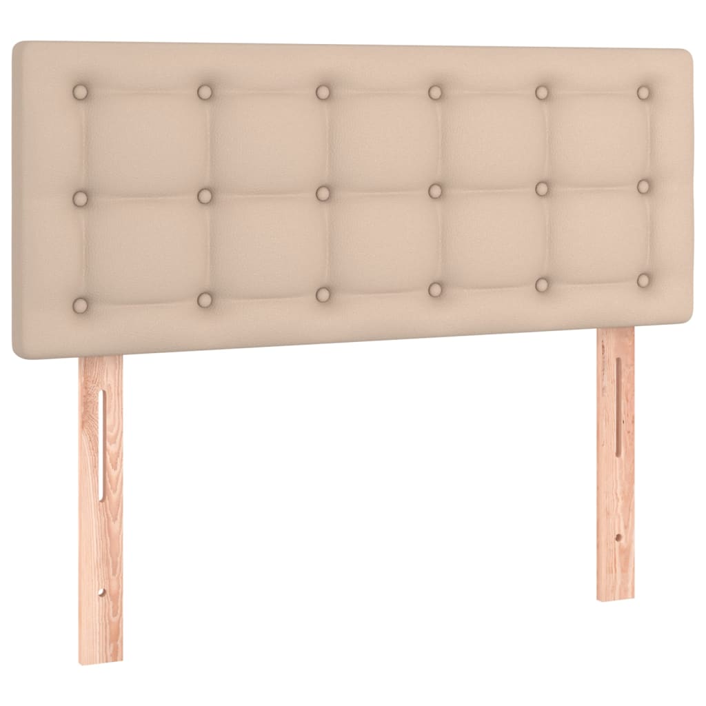 kontinentalseng LED-lys 100x200 cm kunstlæder cappuccinofarvet
