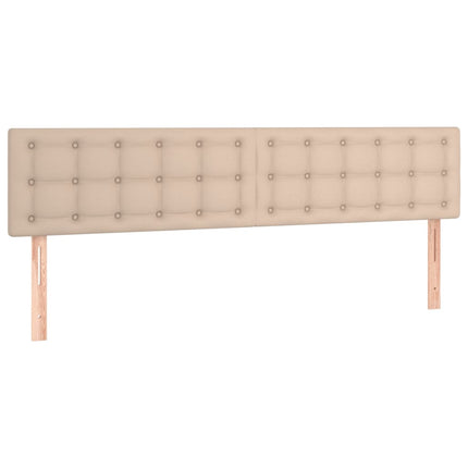 kontinentalseng LED-lys 180x200 cm kunstlæder cappuccinofarvet