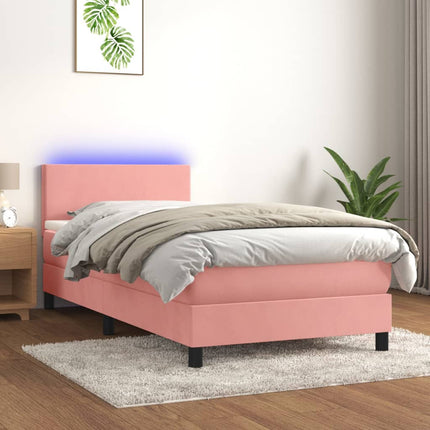 kontinentalseng med madras og LED-lys 80x200 cm velour pink