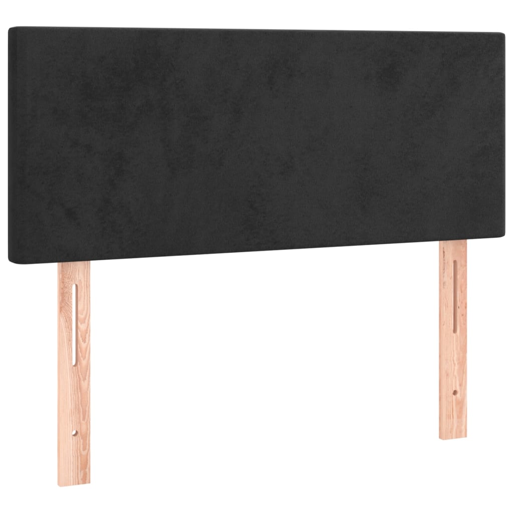 kontinentalseng med madras og LED-lys 90x190 cm fløjl sort