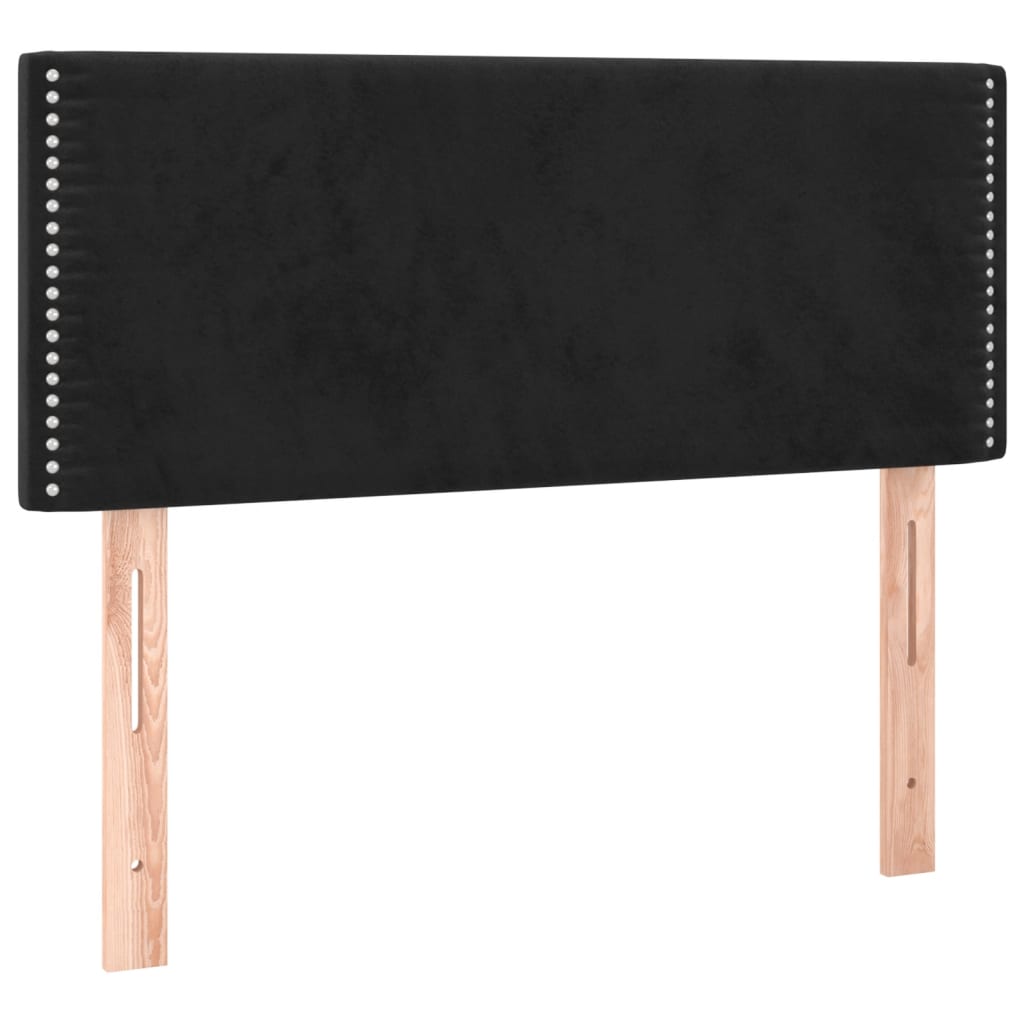 kontinentalseng med madras og LED-lys 90x190 cm fløjl sort
