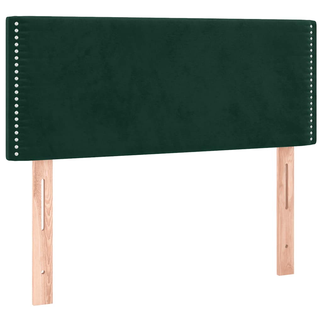 kontinentalseng med madras og LED-lys 100x200 cm fløjl mørkegrøn