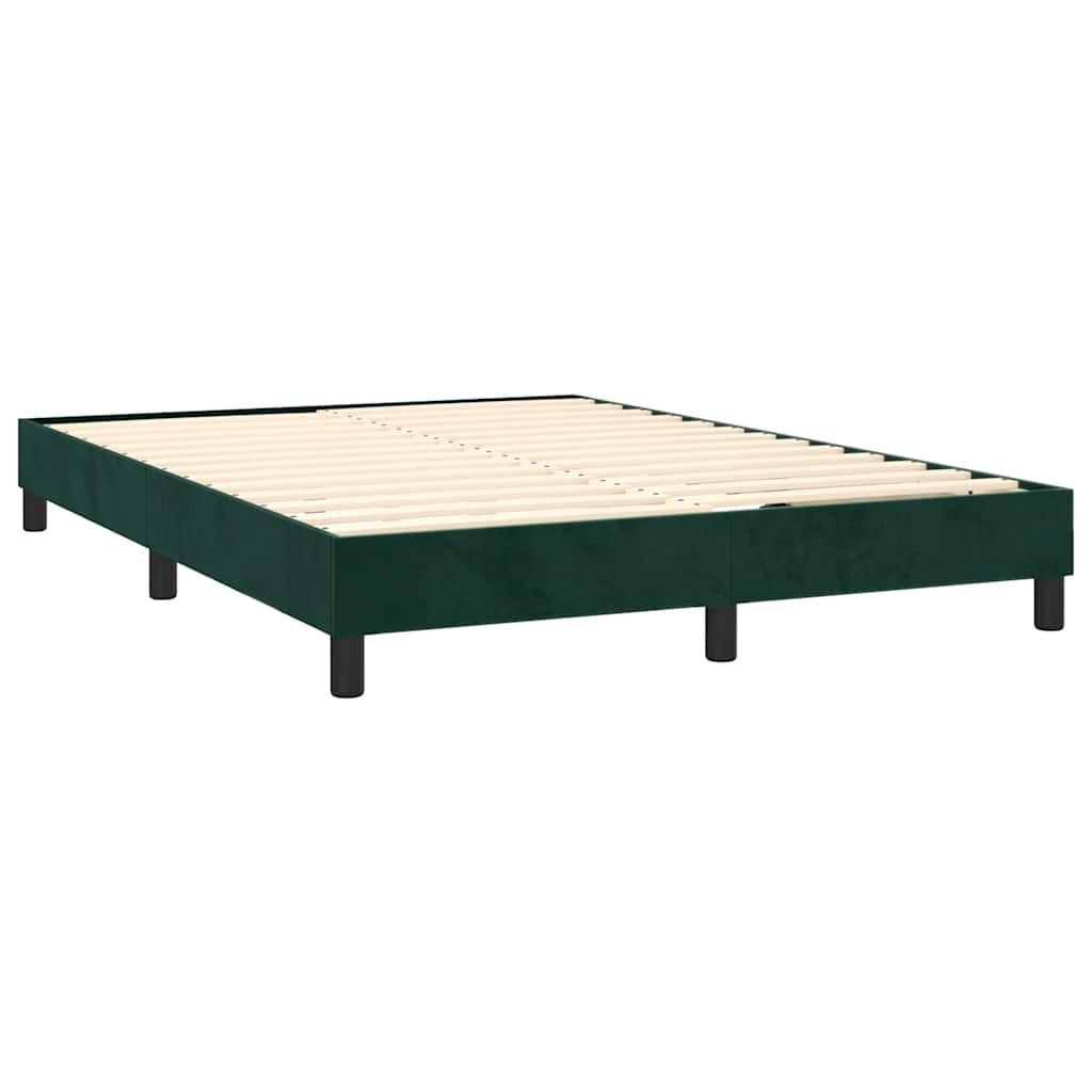 kontinentalseng med madras og LED-lys 140x200 cm fløjl mørkegrøn