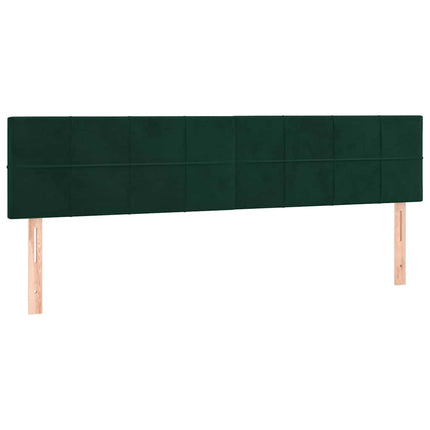 kontinentalseng med madras og LED-lys 160x200 cm fløjl mørkegrøn