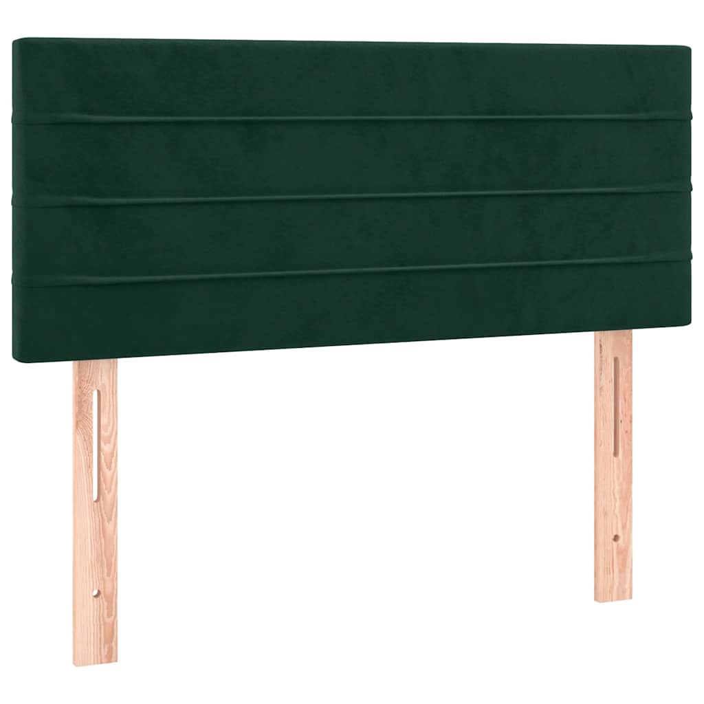 kontinentalseng med madras og LED-lys 80x200 cm velour mørkegrøn