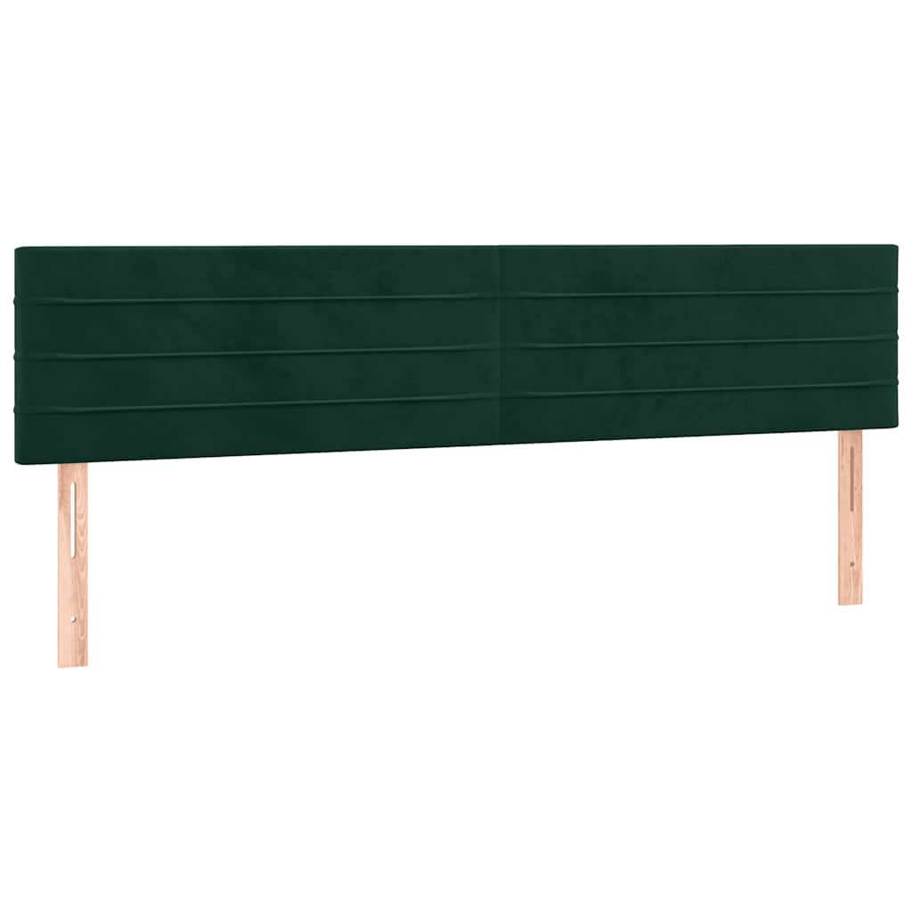 kontinentalseng med madras og LED-lys 160x200 cm fløjl mørkegrøn