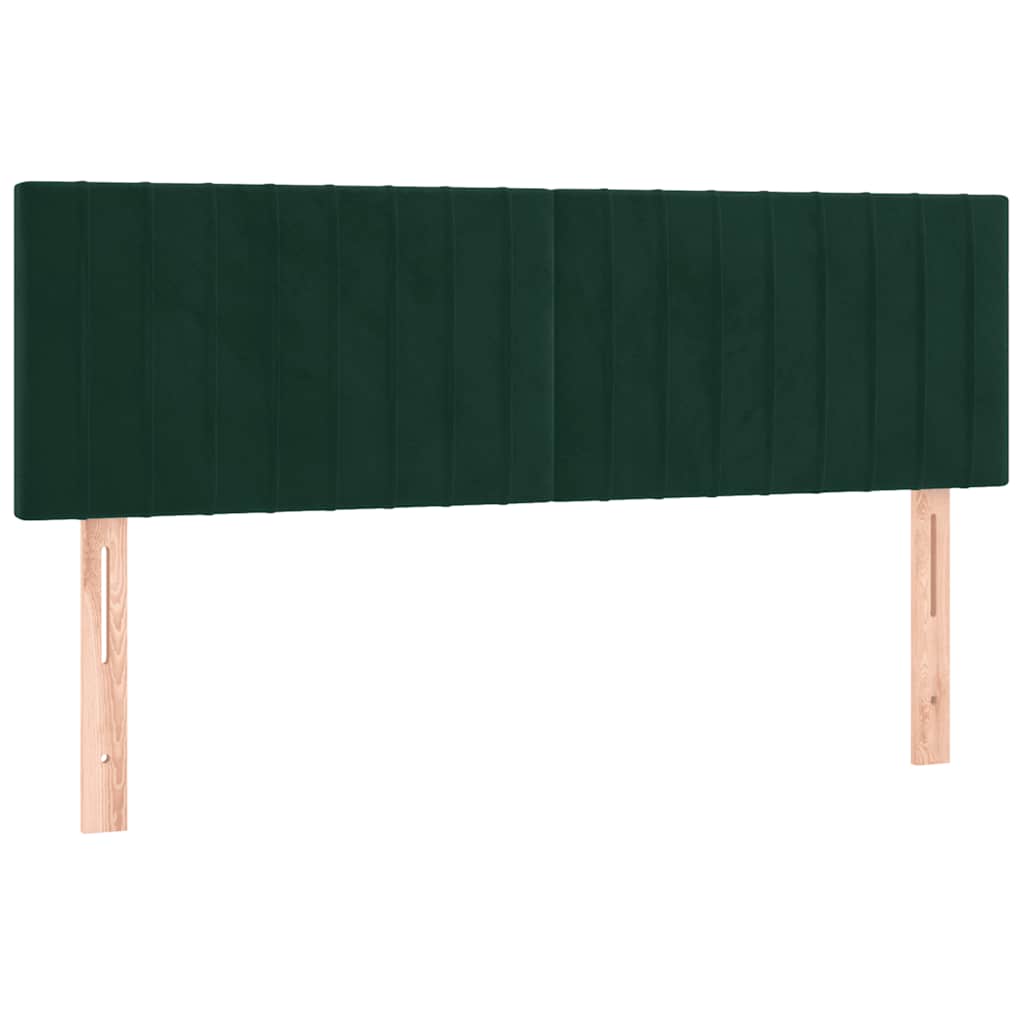 kontinentalseng med madras og LED-lys 140x200 cm fløjl mørkegrøn