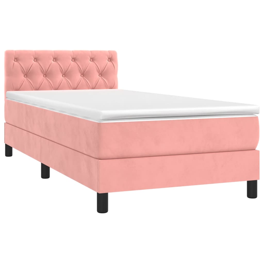 kontinentalseng med madras og LED-lys 80x200 cm velour pink