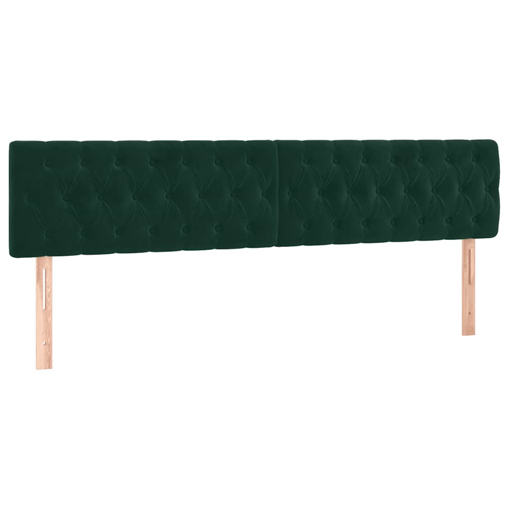 kontinentalseng med madras og LED-lys 200x200 cm fløjl mørkegrøn