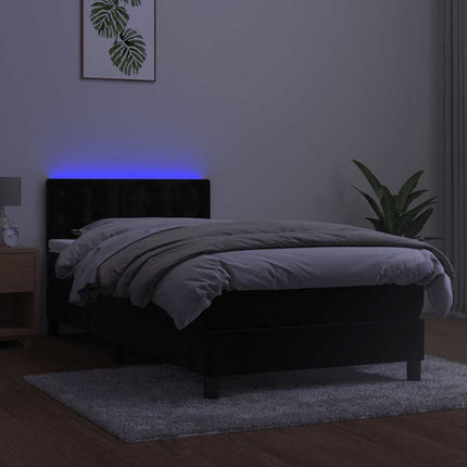 kontinentalseng med madras og LED-lys 80x200 cm velour sort