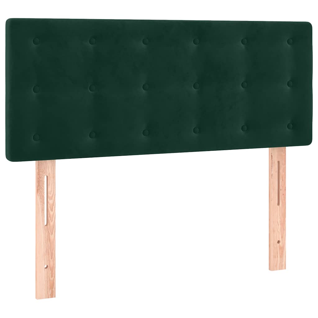 kontinentalseng med madras og LED-lys 80x200 cm velour mørkegrøn
