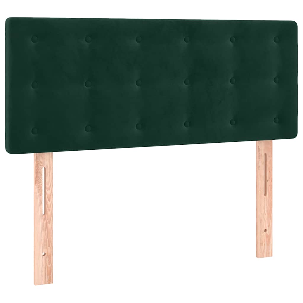 kontinentalseng med madras og LED-lys 90x190 cm fløjl mørkegrøn