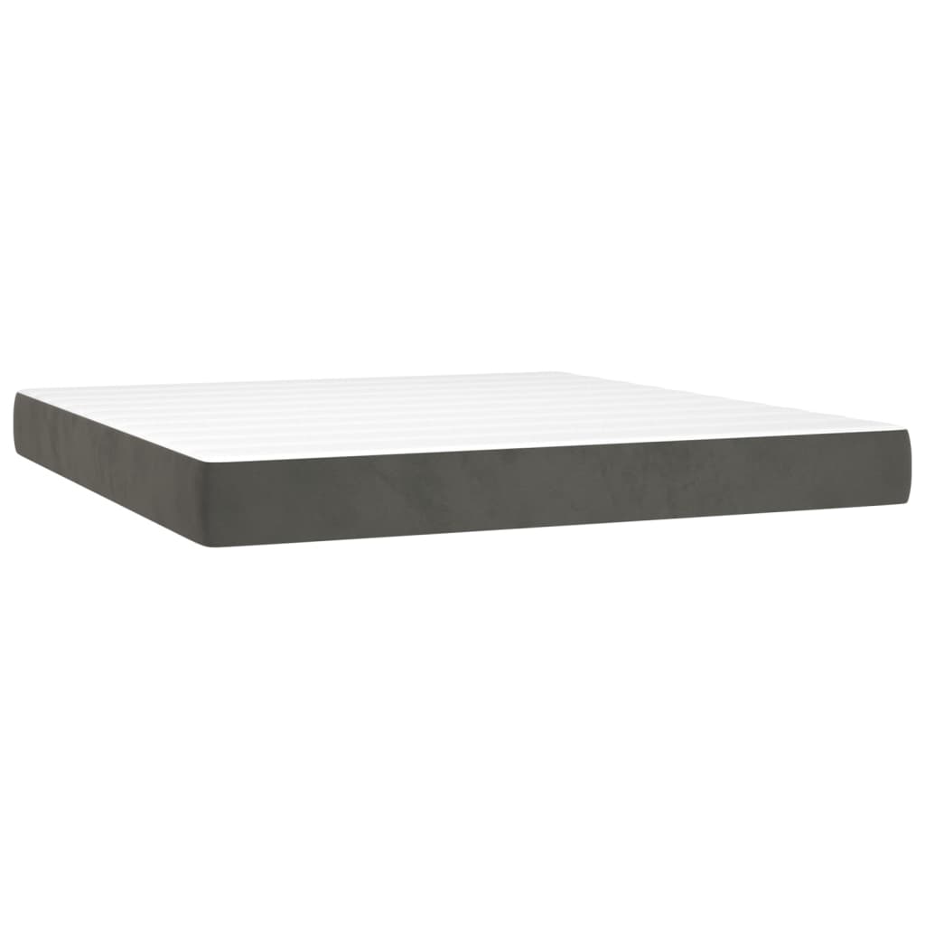 kontinentalseng med madras og LED-lys 160x200 cm fløjl mørkegrå