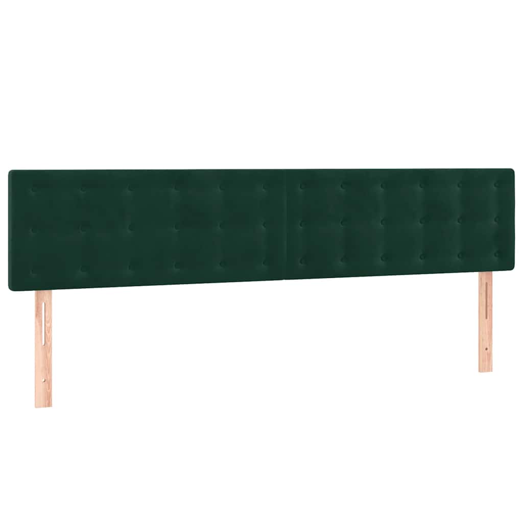 kontinentalseng med madras og LED-lys 160x200 cm fløjl mørkegrøn