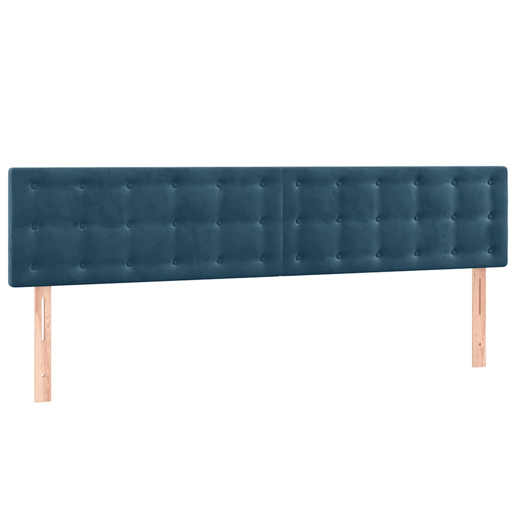 kontinentalseng med madras og LED-lys 180x200 cm fløjl mørkeblå